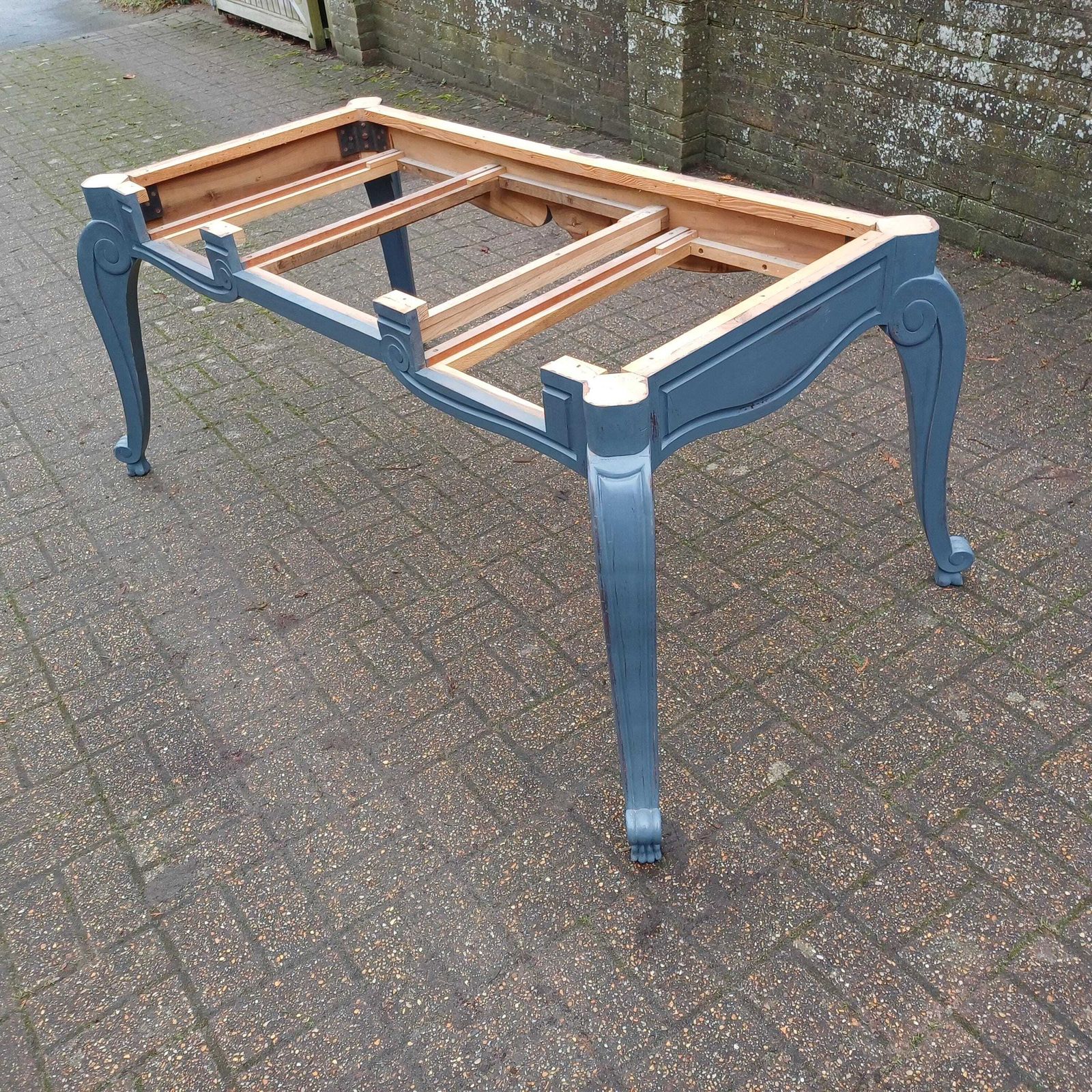 photo furniture Huge 6ft French Dining Table Or Desk. Beautifully Upcycled Painted Grey Base Stripped Wooden Top