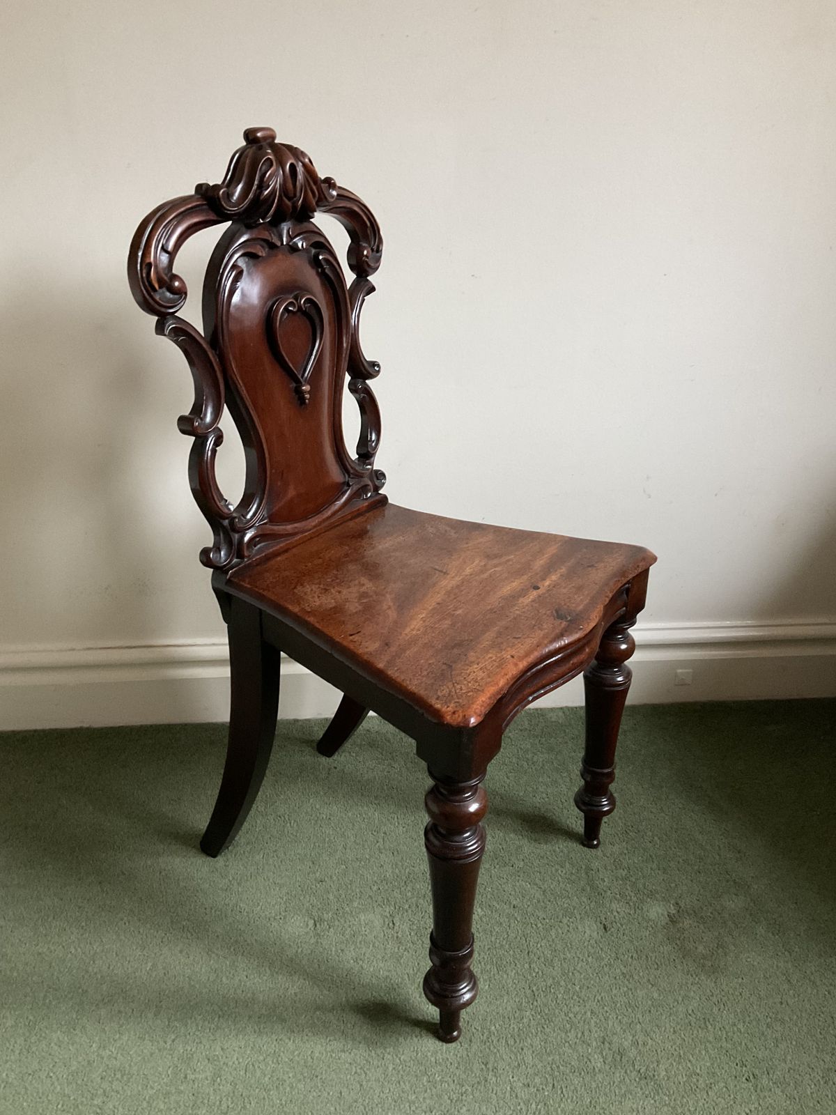 Victorian Mahogany Shield Back Hall Chair Circa 1870