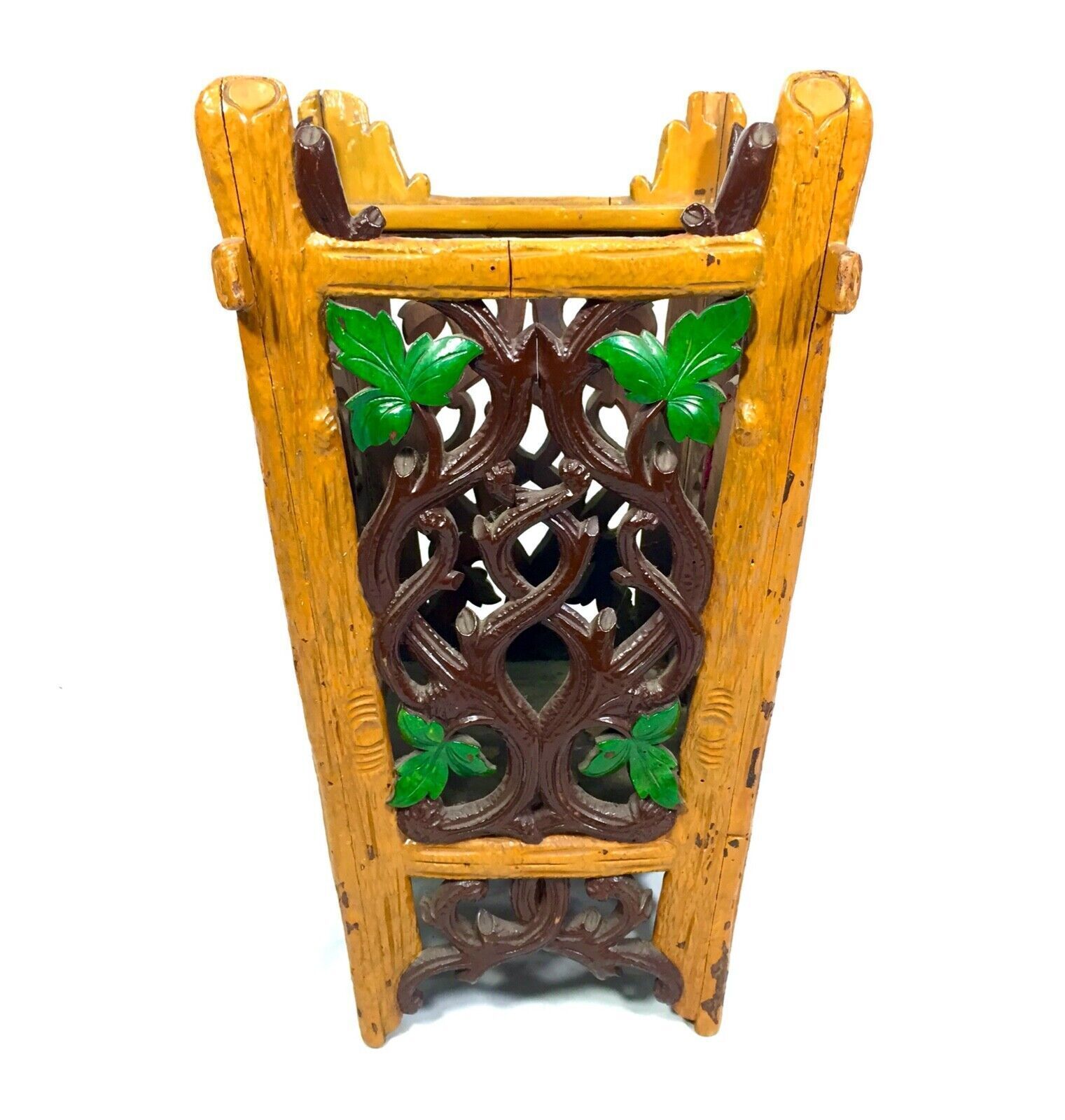 Antique Black Forest Wood Waste Paper Bin / Umbrella Stand / Stick Holder C.1900 photo vintage