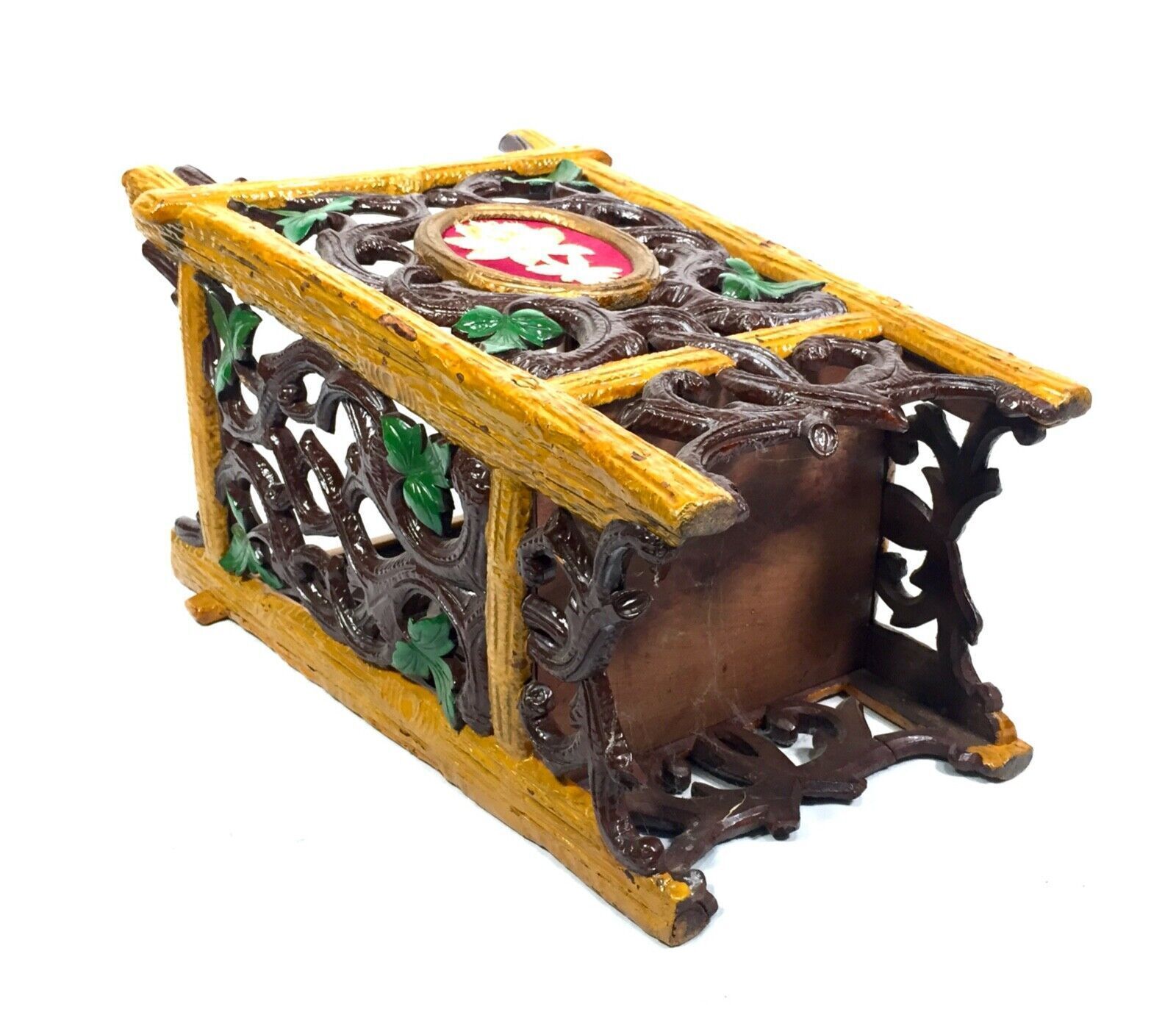 photo for sale Antique Black Forest Wood Waste Paper Bin / Umbrella Stand / Stick Holder C.1900