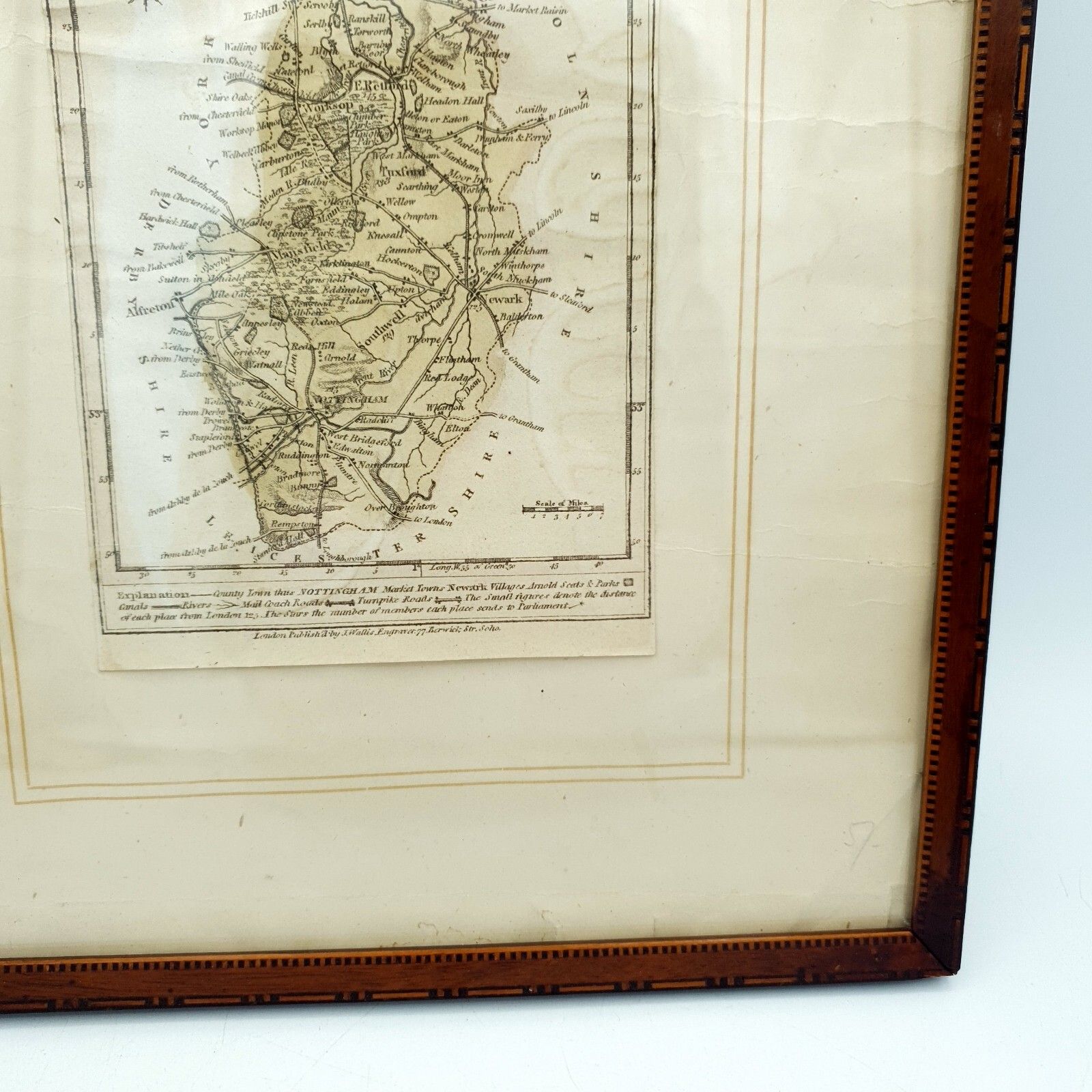 photo furniture Antique Map John Wallace Cartography 1800s Nottinghamsh Atlas Marquetry Frame