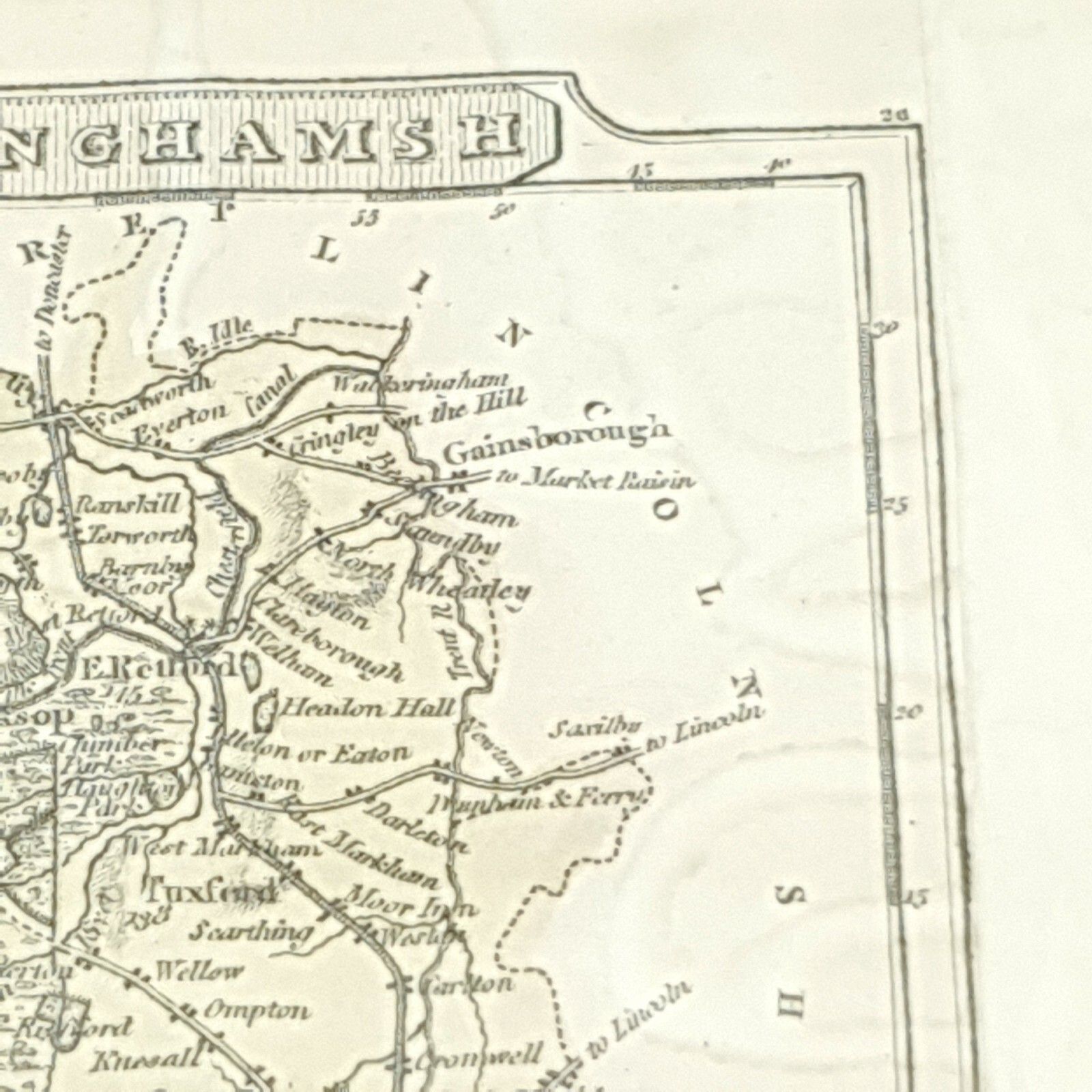 photo vinterior Antique Map John Wallace Cartography 1800s Nottinghamsh Atlas Marquetry Frame