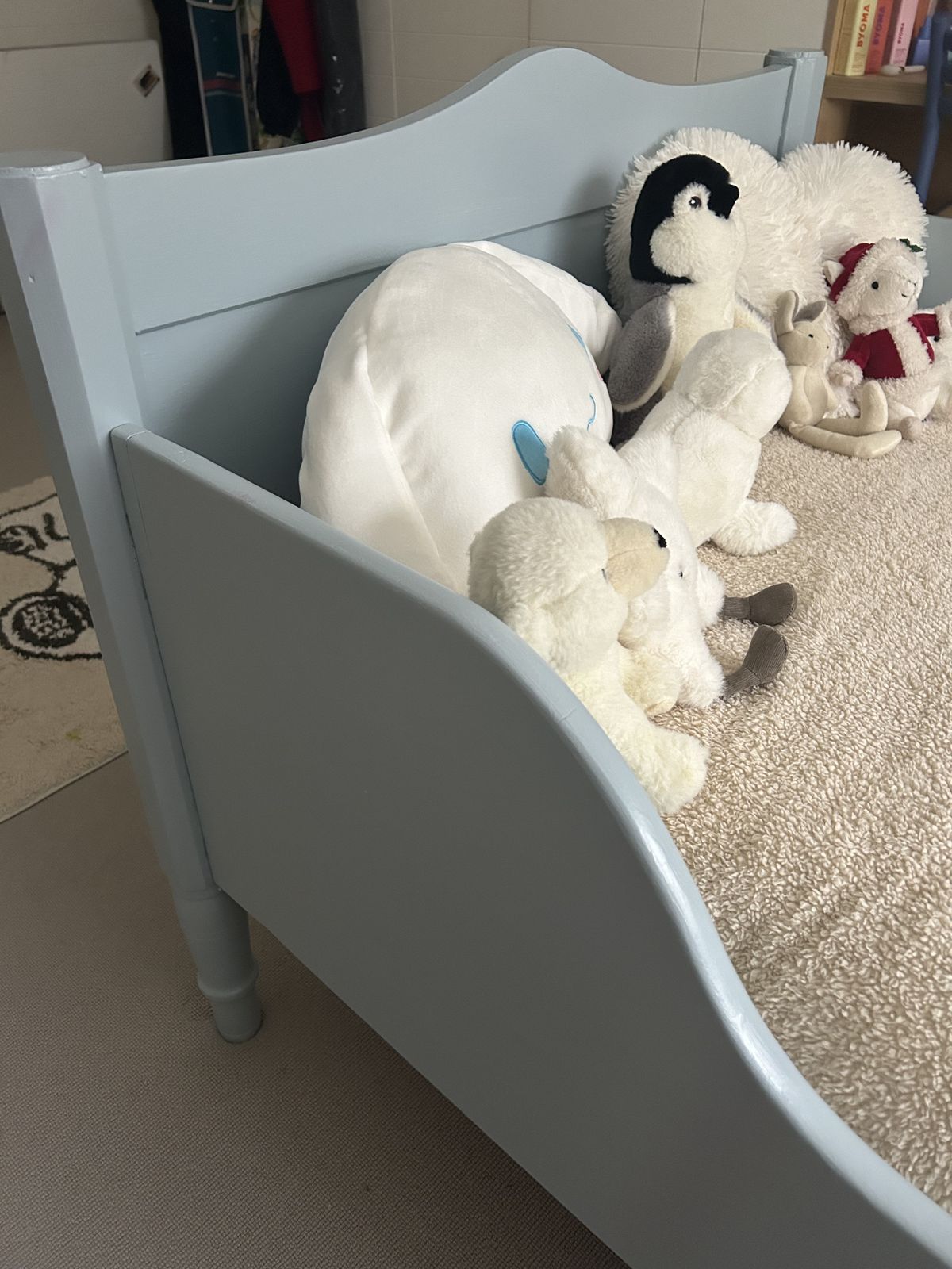 Painted French Antique Single Bed In Farrow & Ball Palma Grey photo vinterior