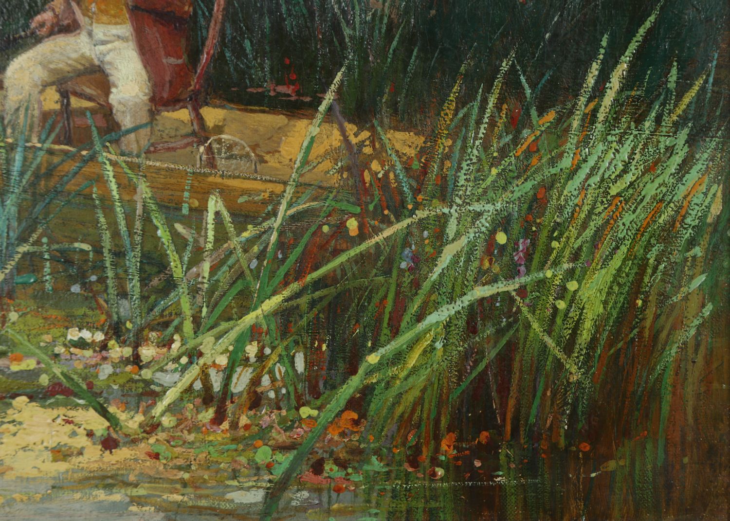 Nglish Victorian Angler’s Assistant Fishing Landscape Oil Painting Picture By Paul H Ellis (Circa 1890) photo vintage