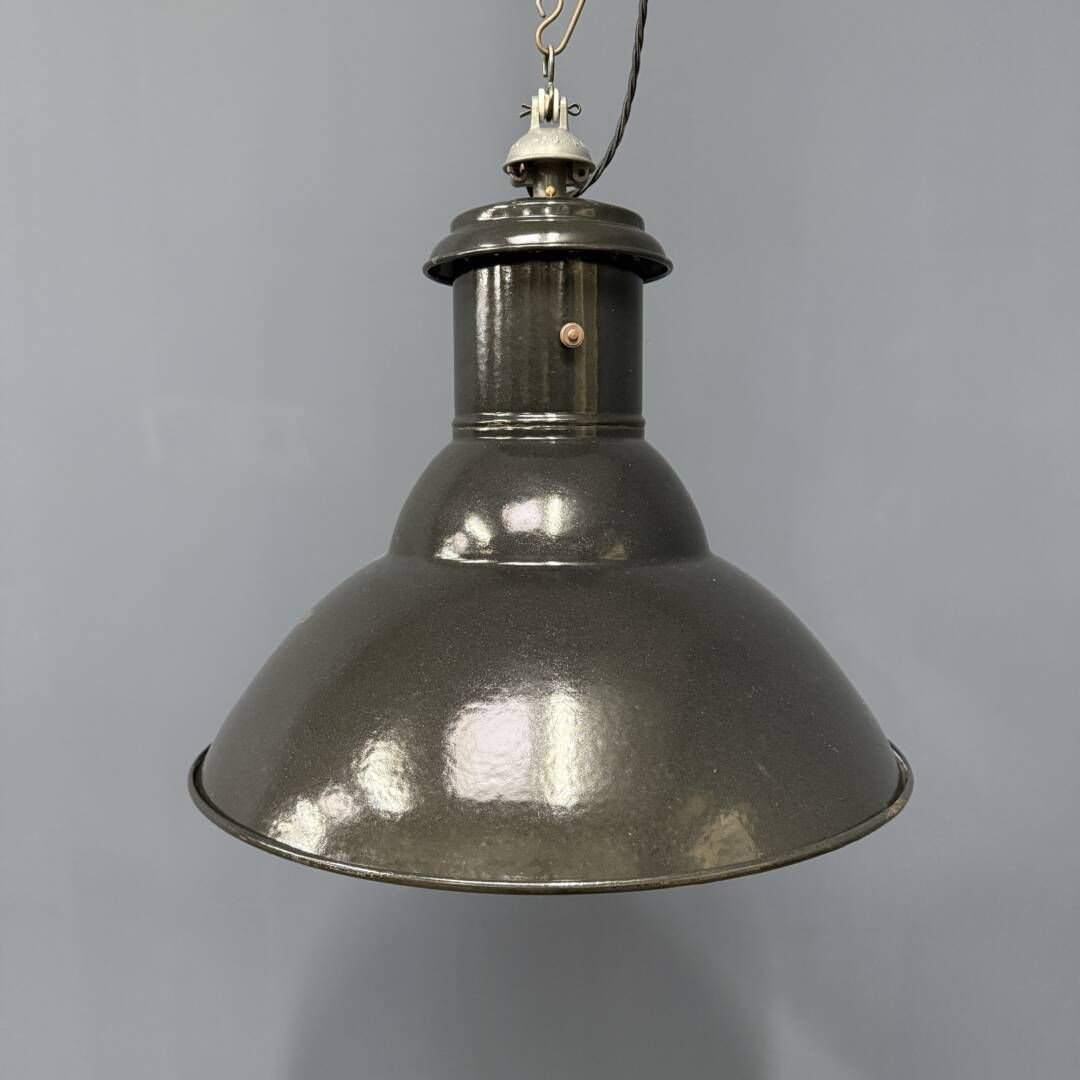 French Medium Black Enamel Pendant Lamp photo 160.0
