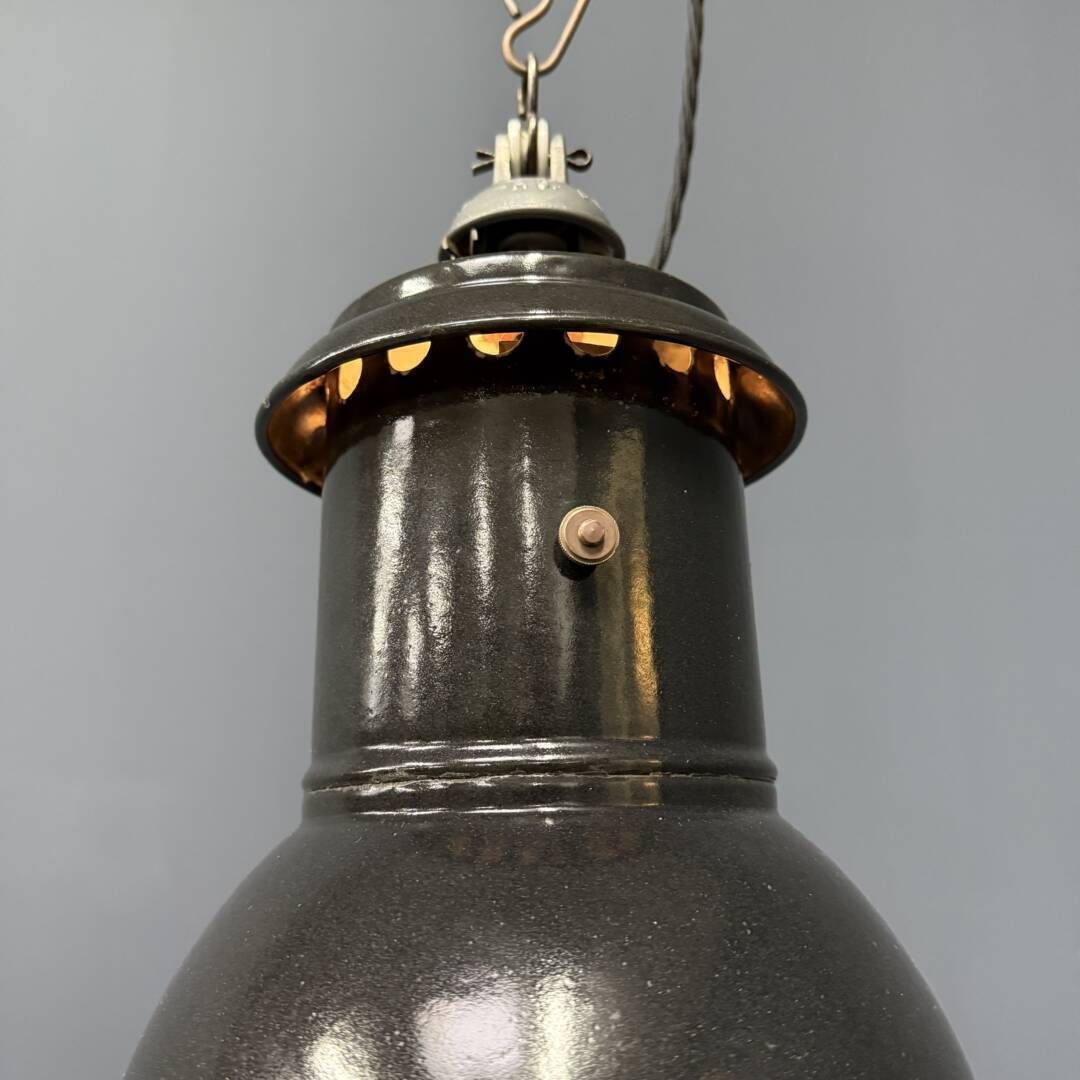 photo for sale French Medium Black Enamel Pendant Lamp