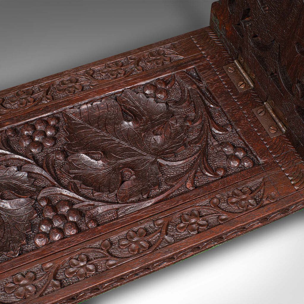 photo furniture Antique Extending Book Slide, Anglo Indian, Carved Teak, Novel Rest, Victorian