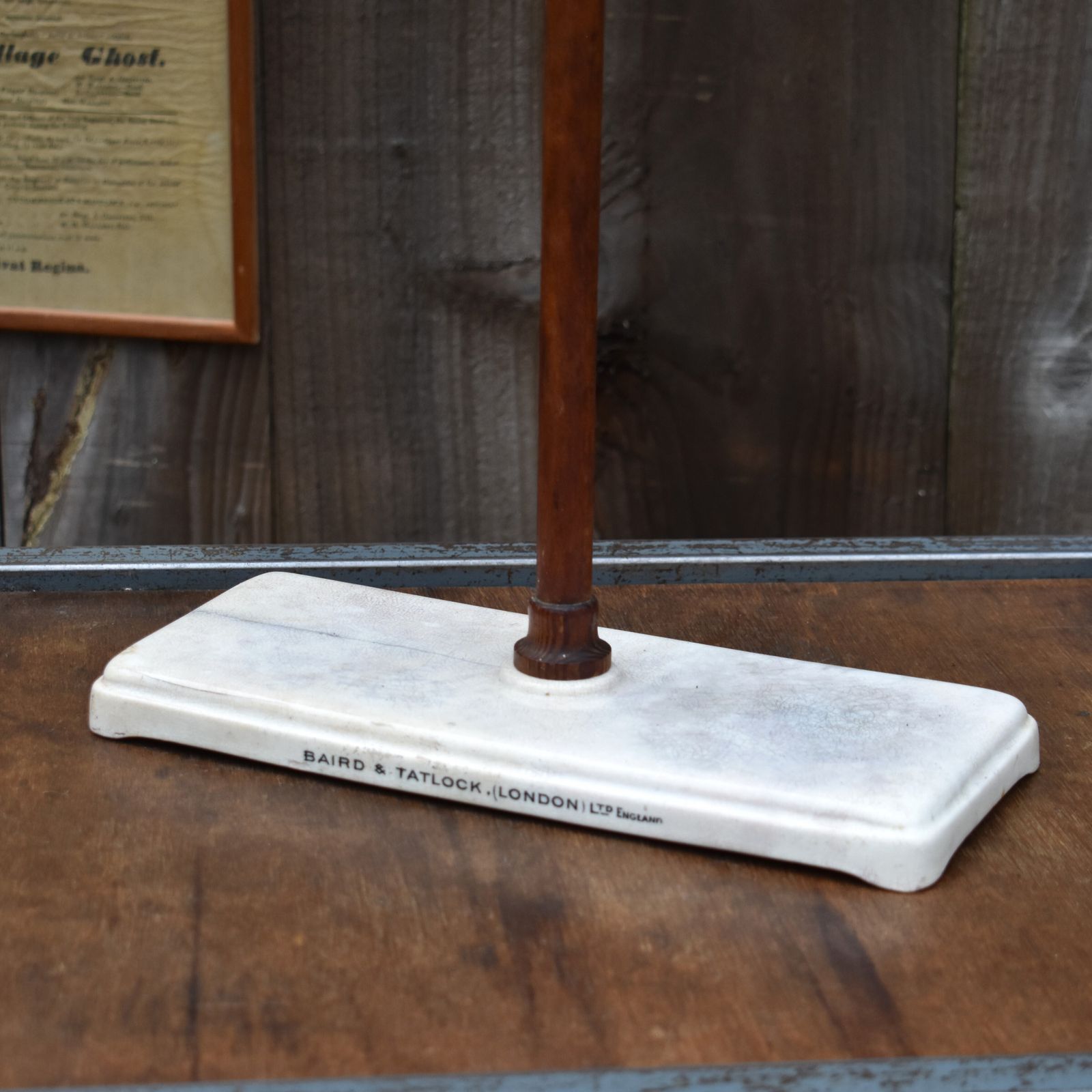 Antique 1900s Baird & Tatlock England Ceramic Wood Apothecary Laboratory Stand photo Home Decor