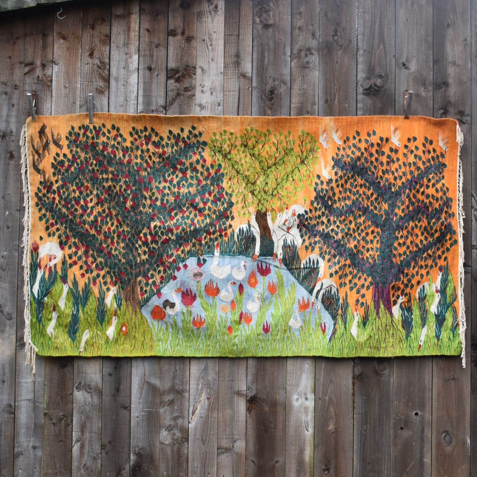 Vintage Egyptian Wissa Wassef Hand Made Tree Of Life & Birds Tapestry Kilim Rug photo furniture