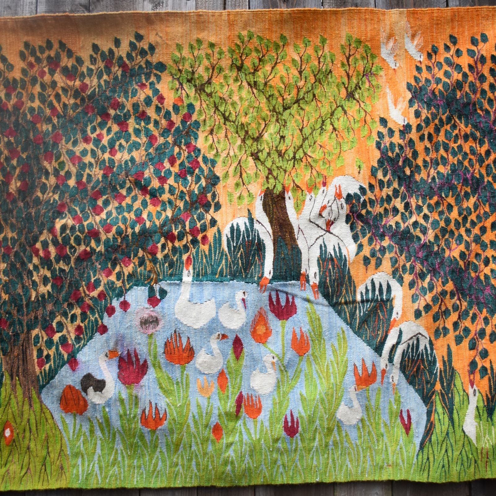Vintage Egyptian Wissa Wassef Hand Made Tree Of Life & Birds Tapestry Kilim Rug photo buy