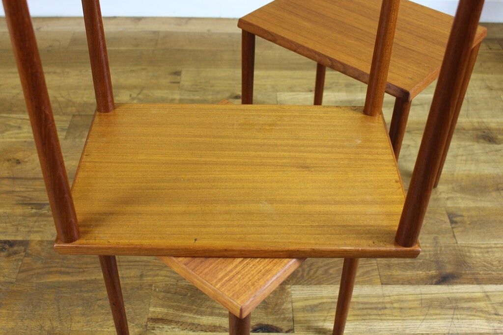 Stylish Danish Teak Nest Of 3 Small Tables photo vintage