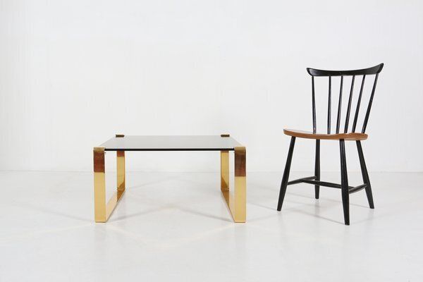 Mid Century Modern Coffee Table With Gold Plated Base And Glass Top, 1970s photo furniture