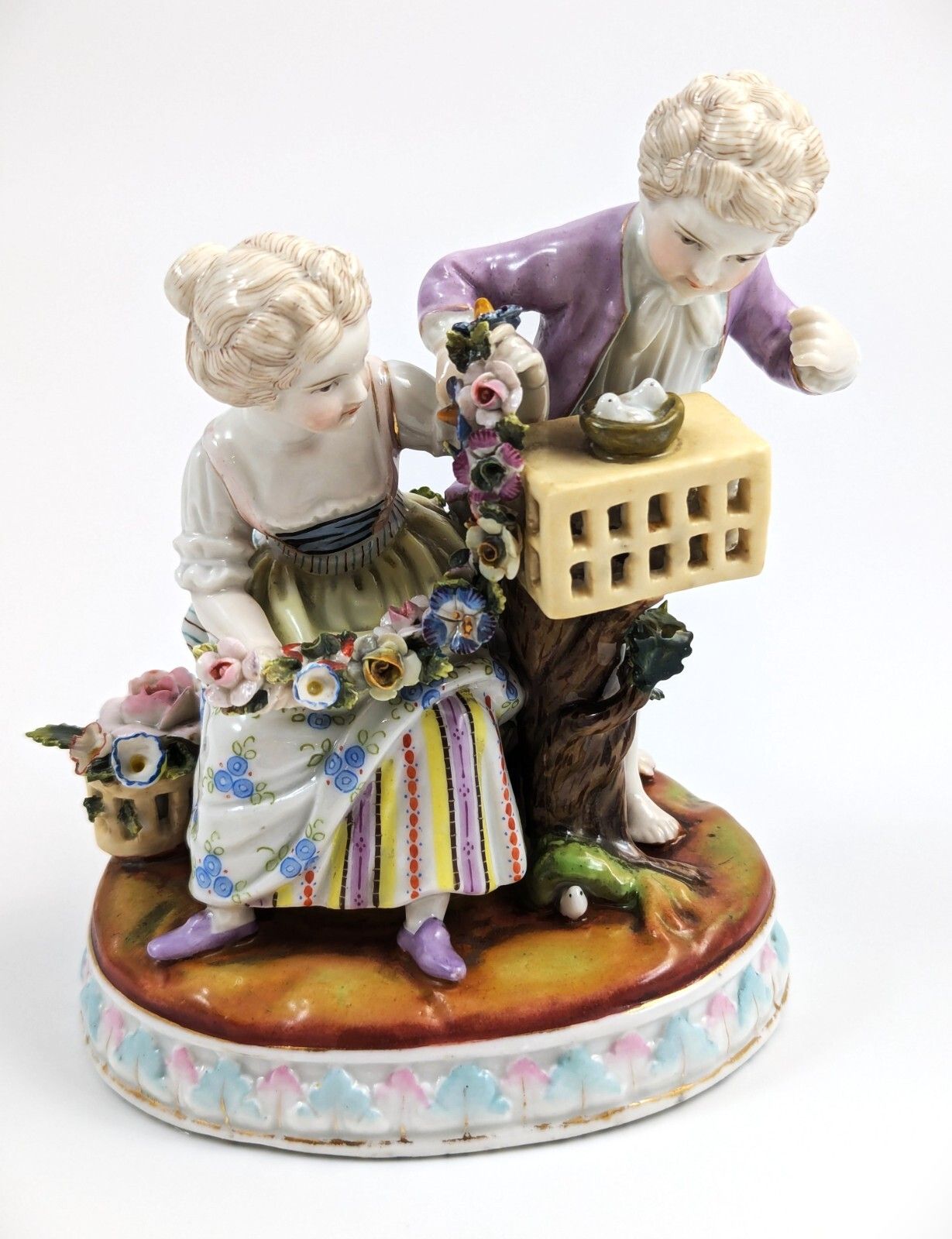 Antique Porcelain Figurine Of Gardener Children, C. 19th Century photo buy
