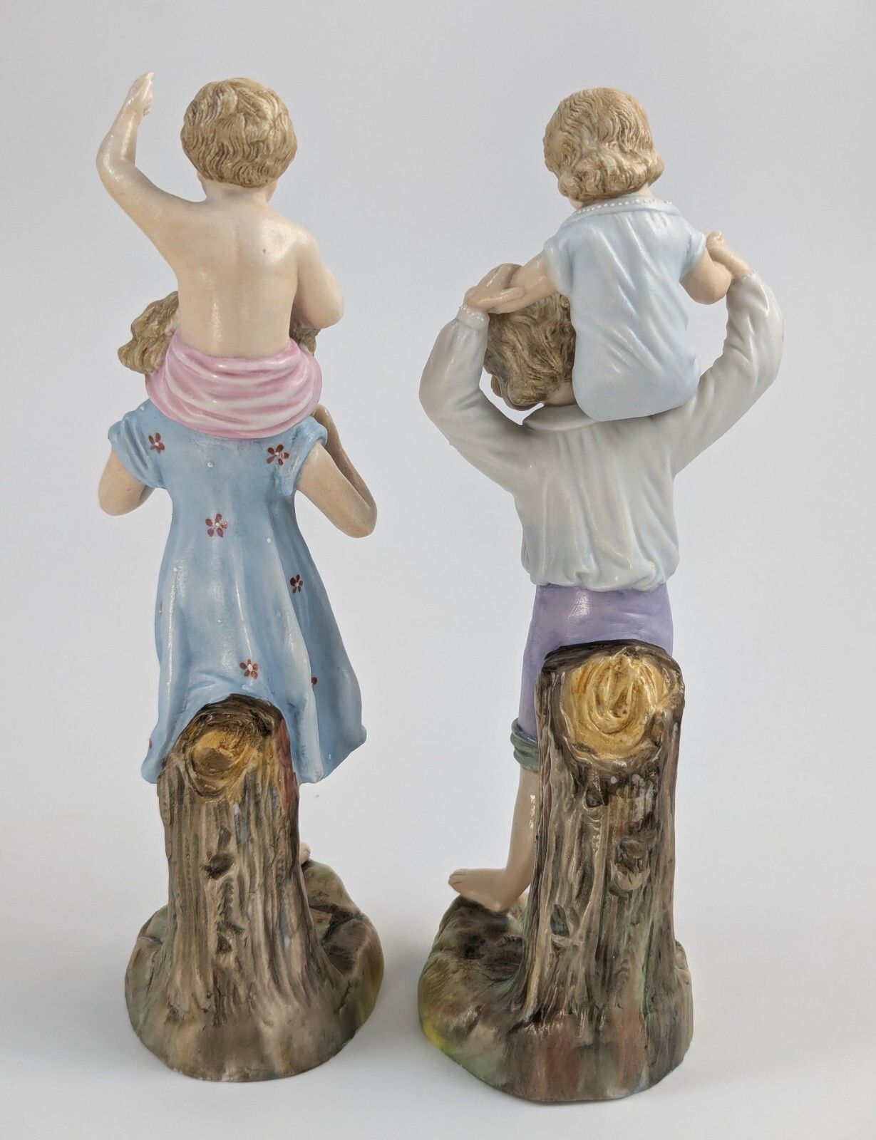 Ernst Bohne & Söhne Figurines: Boy & Girl Holding Children, C. 1887 photo for sale