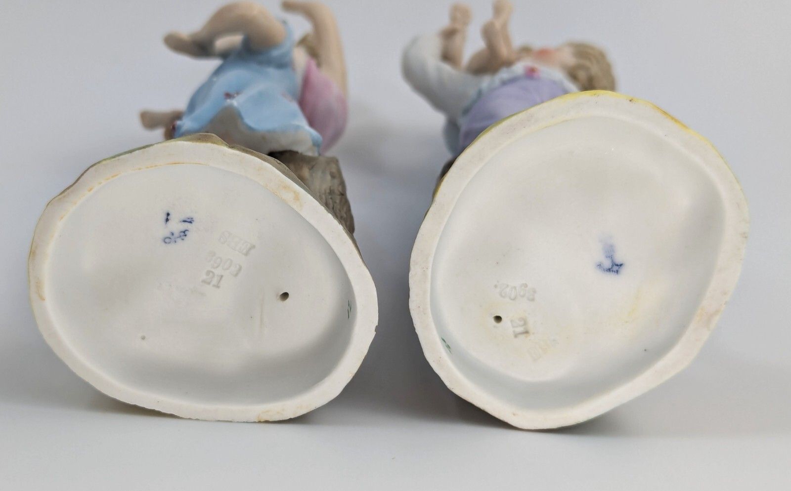 Ernst Bohne & Söhne Figurines: Boy & Girl Holding Children, C. 1887 photo vinterior