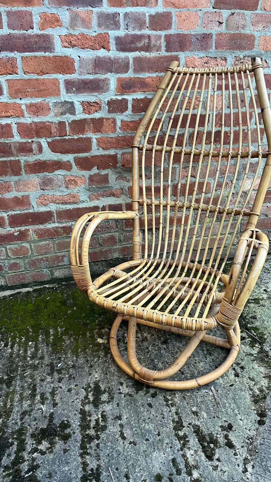 Vintage Bamboo Chair /Armchair With Circular Base photo Furniture