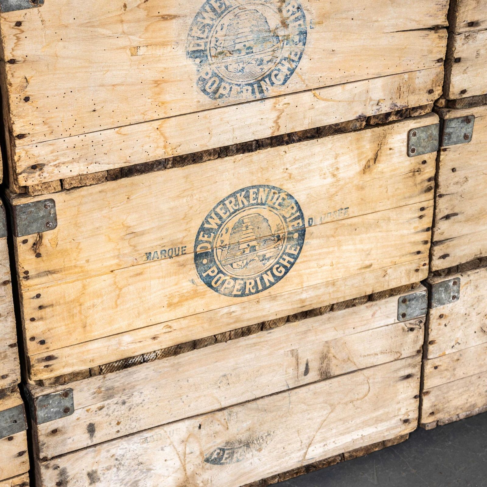 1940's Original Storage Crates By De Werkeende Bie   Poperinghe photo Furniture