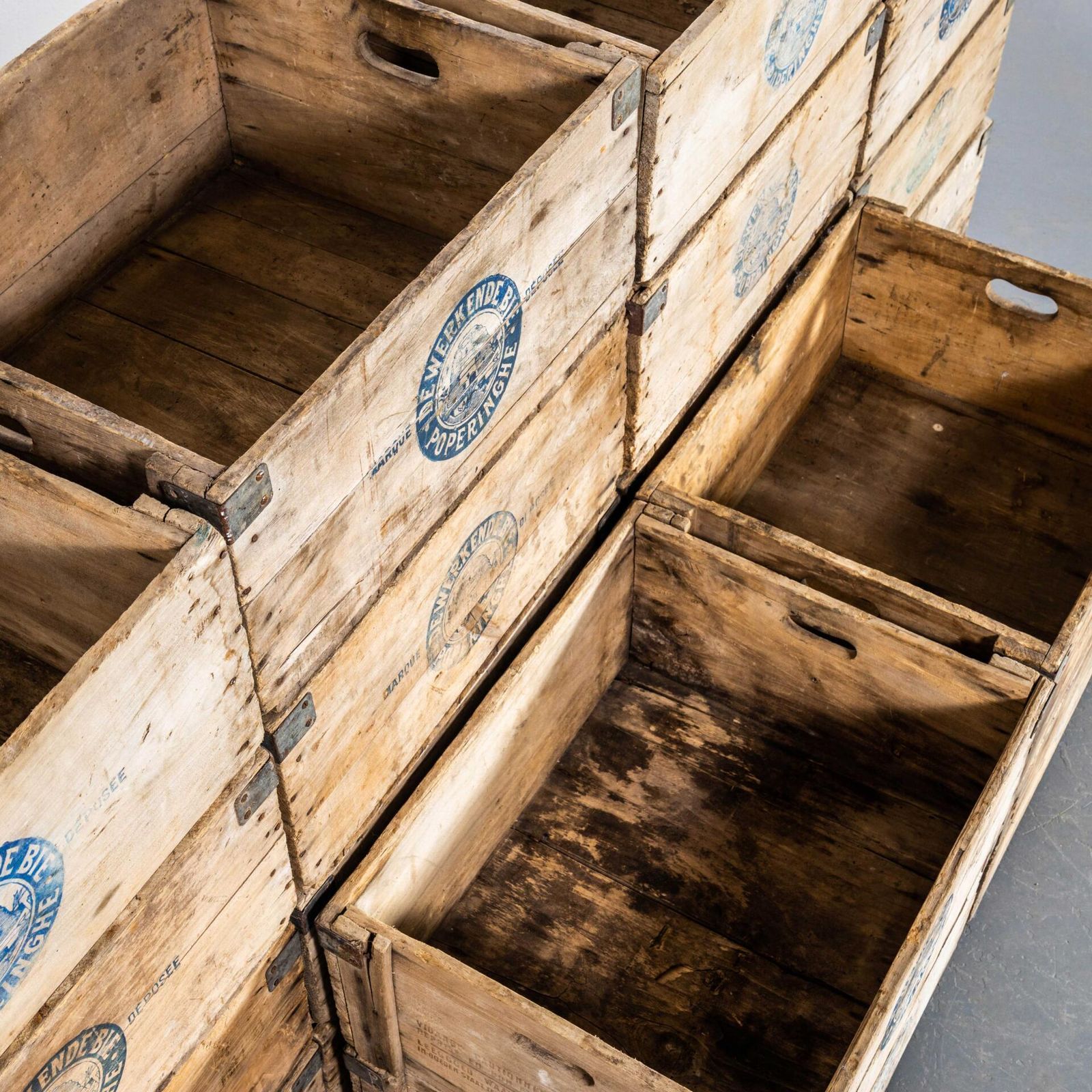 1940's Original Storage Crates By De Werkeende Bie   Poperinghe photo vinterior