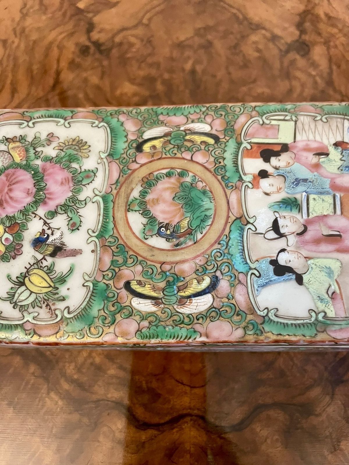Antique 19th Century Quality Chinese Famille Rose Canton Lidded Pen Box photo buy