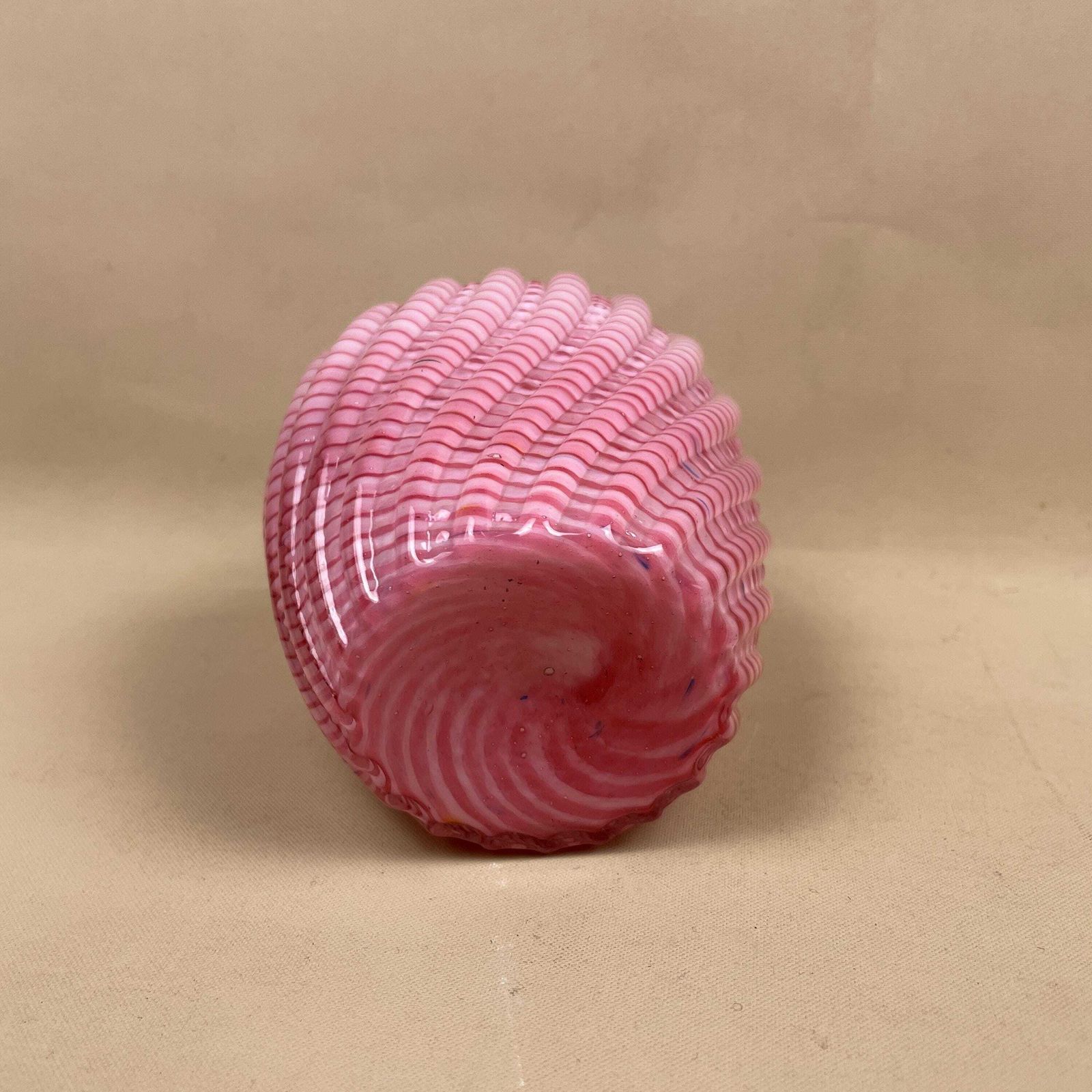 photo furniture Steven And Williams Glass Vase Posy Pot Pink White Late 19th Century Hand Blown Swirl Tea Light Holder Vintage Pattern Swirled Patterned