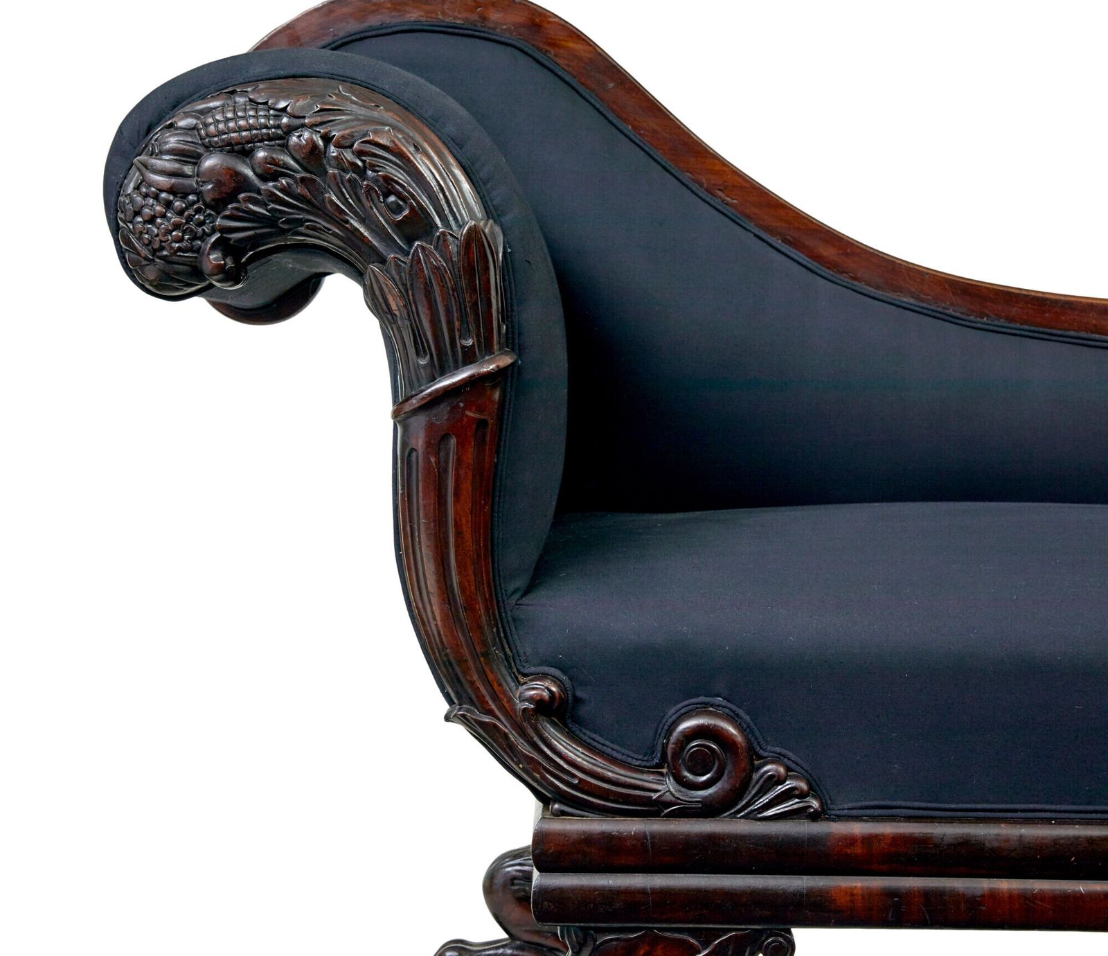 19th Century William IV Carved Mahogany Chaise Longue photo vinterior