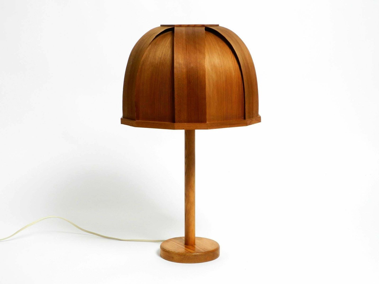 Very Rare 1970s Swedish Pine Bent Veneer Table Lamp By Gb Solbackens Svarveri photo furniture