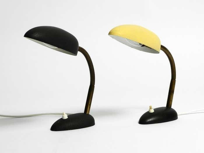 Pair Of Beautiful Small 50s Metal Table Lamps With Goosenecks By Gebrüder Cosack photo for sale