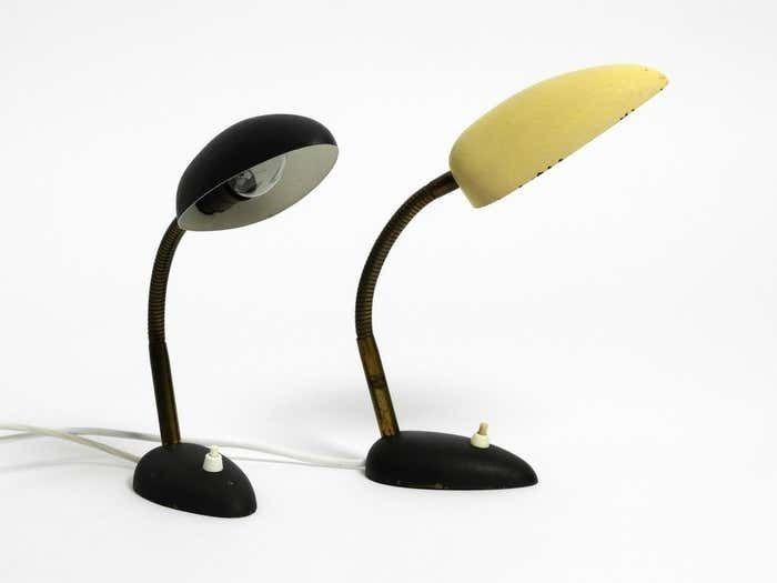 Pair Of Beautiful Small 50s Metal Table Lamps With Goosenecks By Gebrüder Cosack photo Lighting