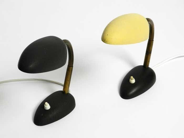 Pair Of Beautiful Small 50s Metal Table Lamps With Goosenecks By Gebrüder Cosack photo vinterior