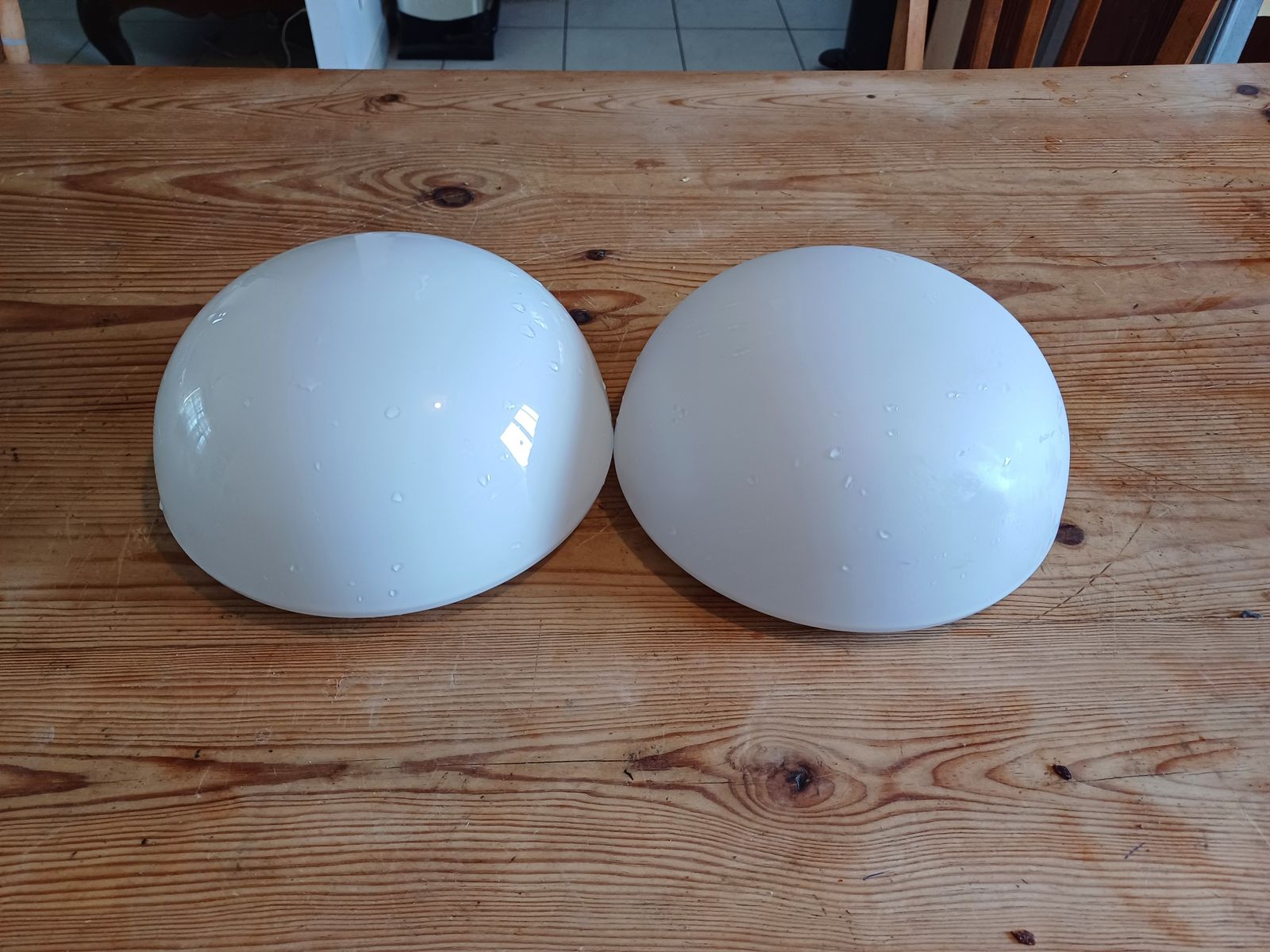 2 Globes White Opaline Ceiling Light photo vinterior