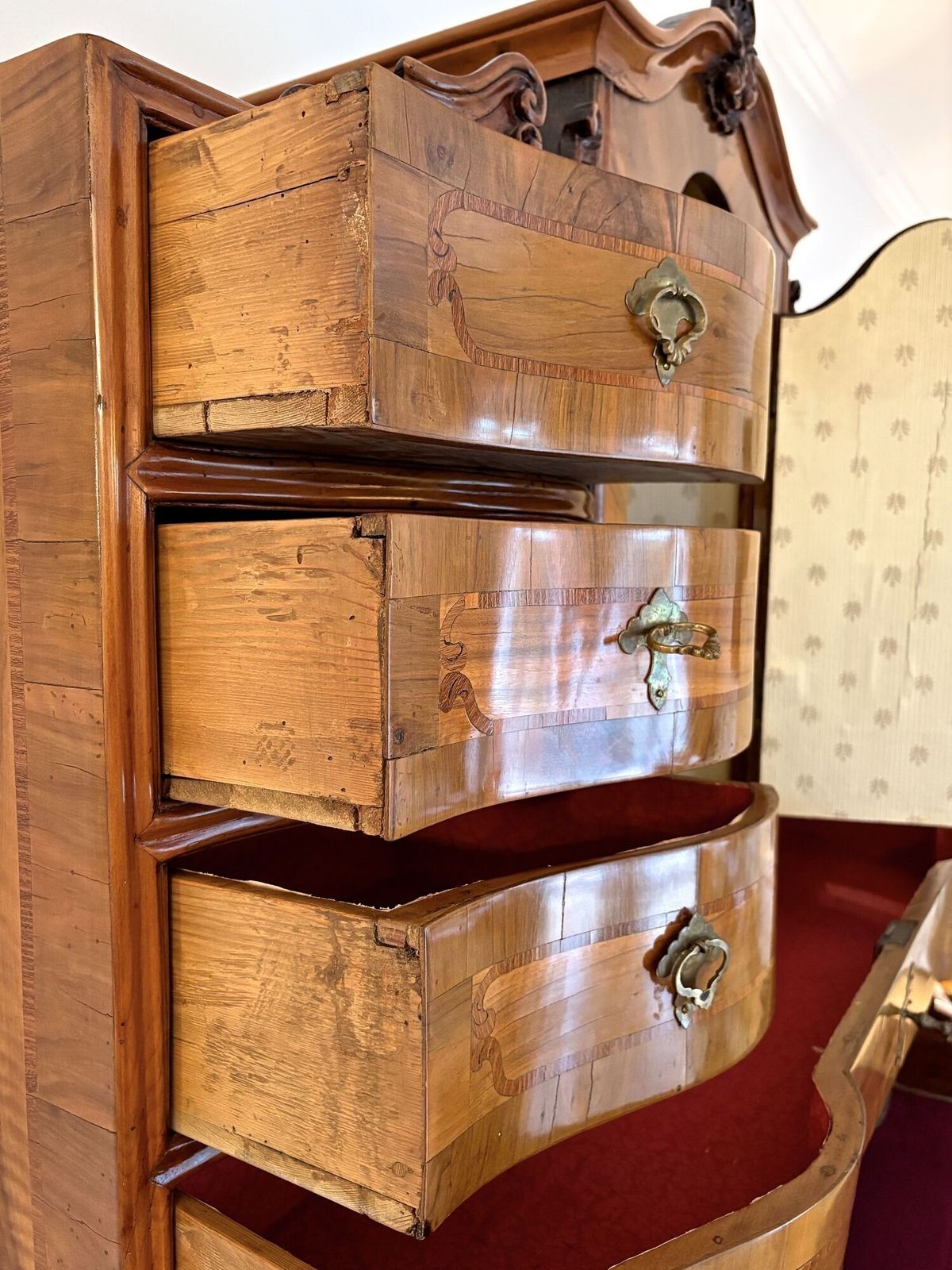 18th Century Austrian Baroque Secretaire/ Bureau Cabinet, Nutwood, At Ca. 1770 photo buy