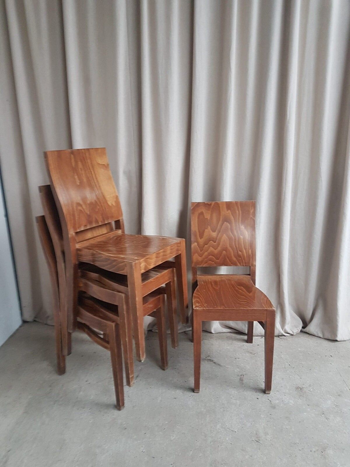 Furniture Vtg Mid Century Style  Set Of 8 Stacking Dining Chairs R708 photo