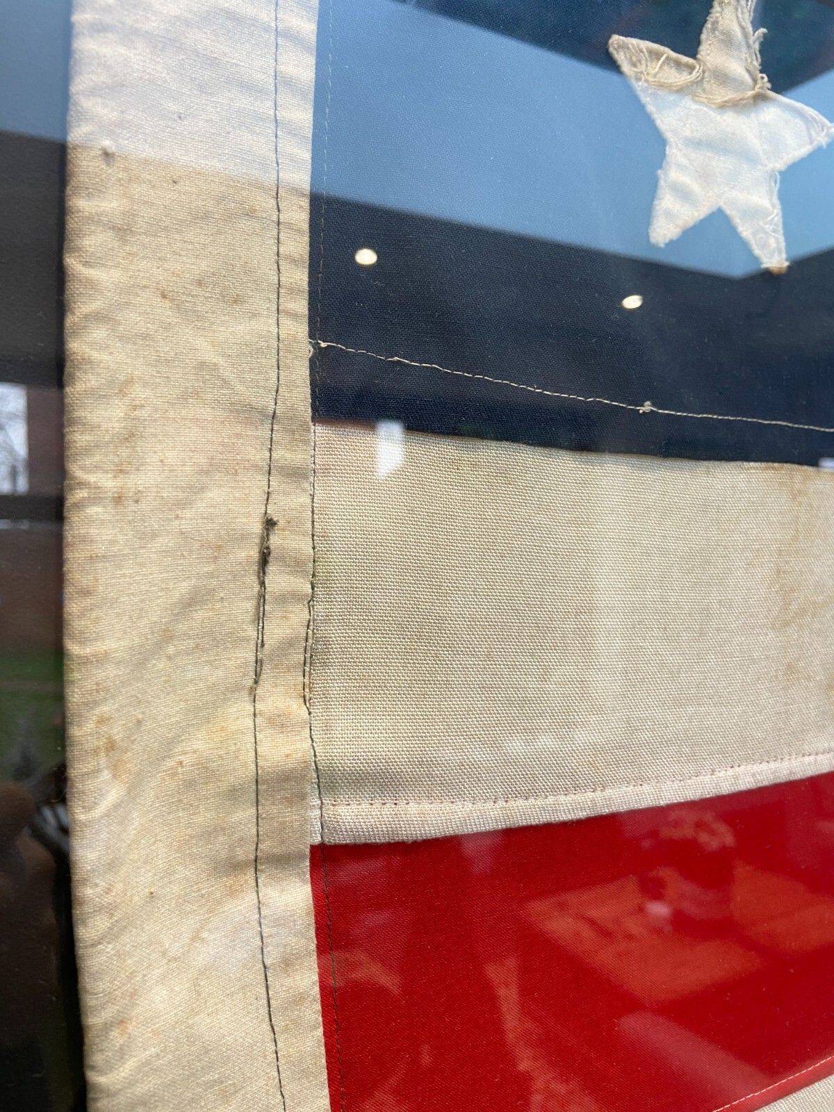 Can Deliver Gigantic Framed Antique 48 Star American Flag Rare Large Wall Art photo vinterior