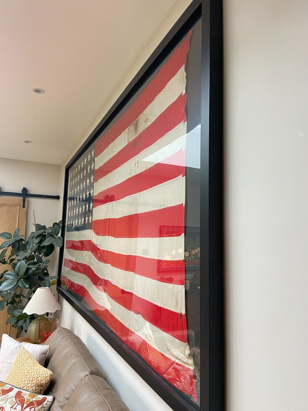 photo vintage Can Deliver Gigantic Framed Antique 48 Star American Flag Rare Large Wall Art