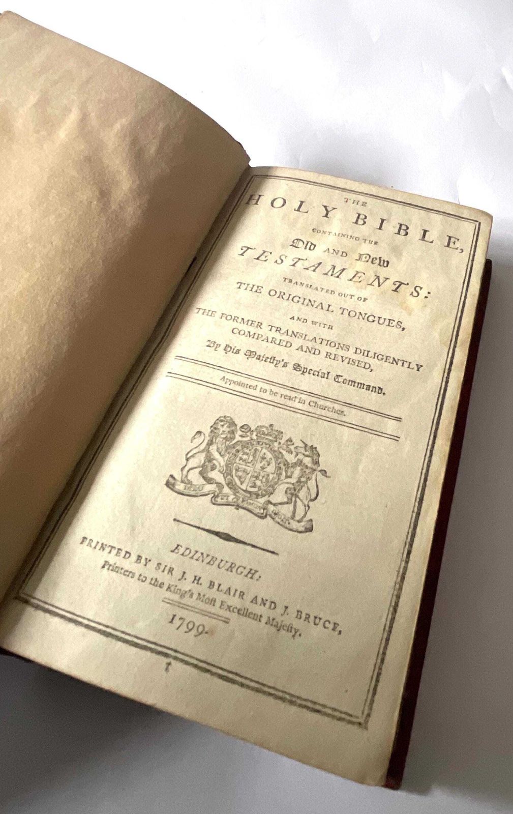Antique Holy Bible In Two Volumes, 18th Century photo for sale