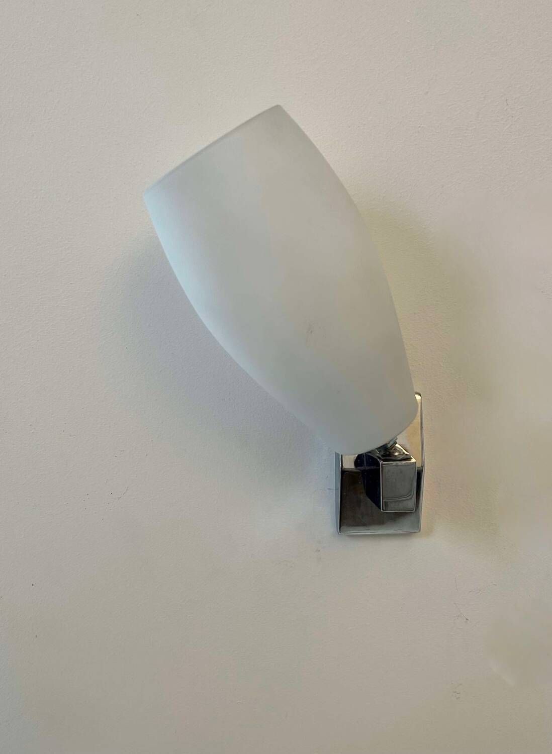 Pair Of Vintage Adjustable Wall Lights, Chrome And Opaline, France 1970 photo Lighting