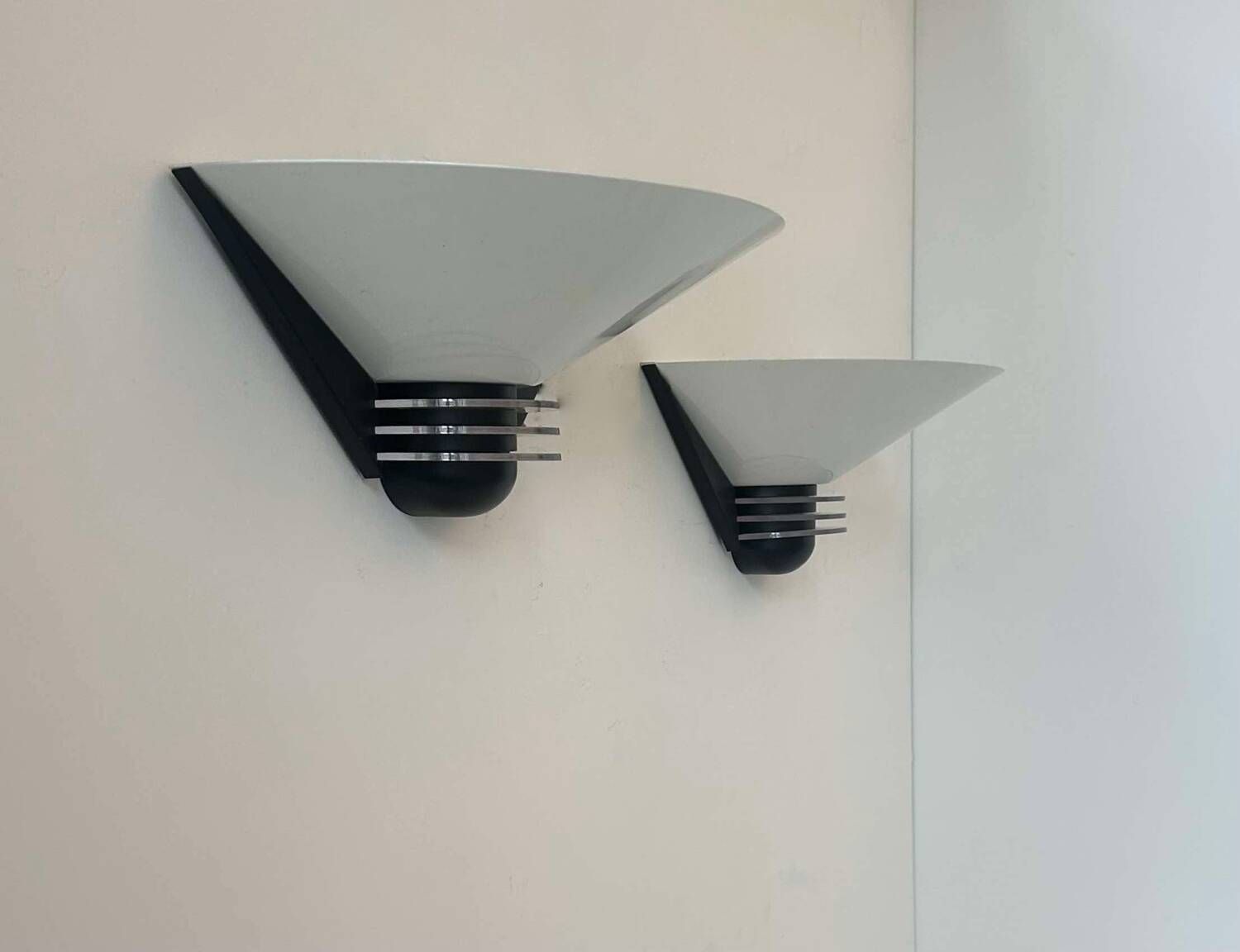 photo furniture Pair Of Vintage Wall Lights, White Lacquered Metal, France 1980