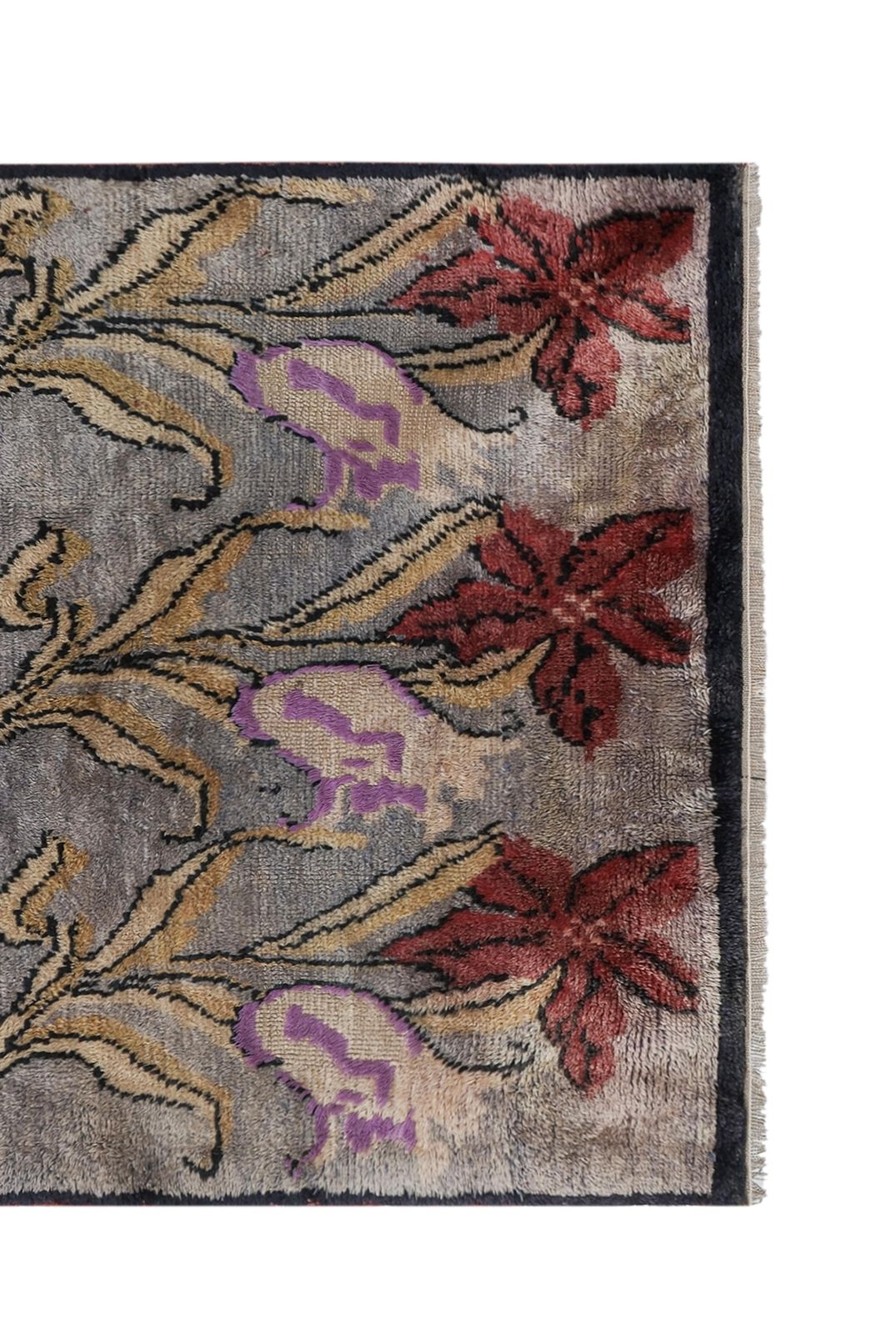 Mid Century Modern Tulu Turkish Tulu Rug With Tulip Pattern In Red 3'8'' X 5'7'' photo furniture