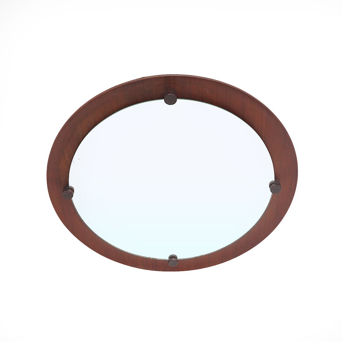 Round Mirror In Curved Plywood, 1960s photo for sale