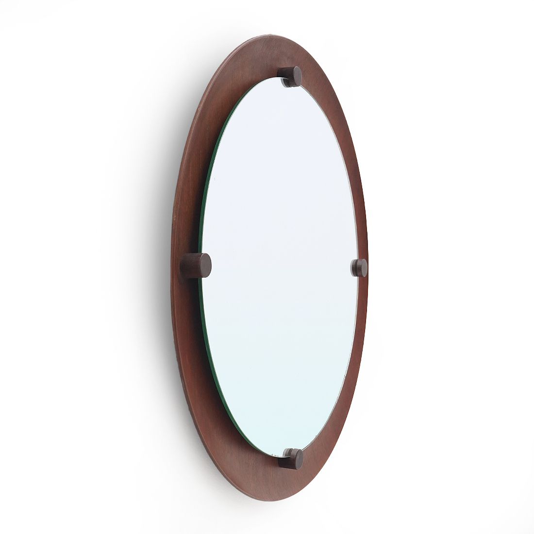 photo for sale Round Mirror In Curved Plywood, 1960s