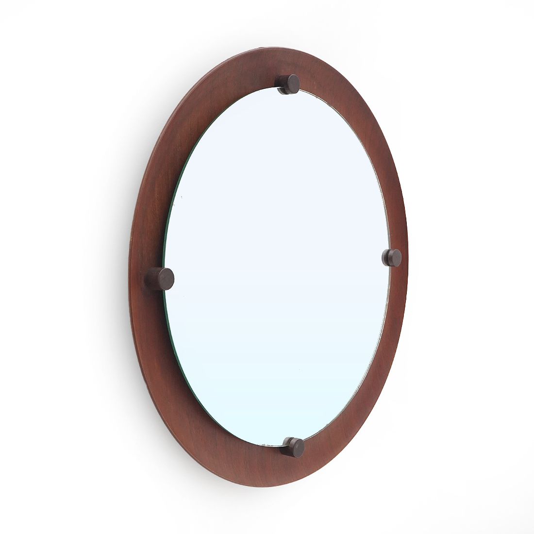 Round Mirror In Curved Plywood, 1960s