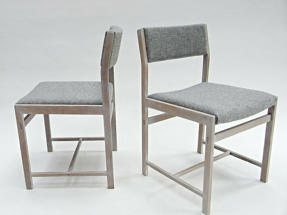 Bleached Oak & Kvadrat Fabric Chairs, Set Of 2 photo vintage
