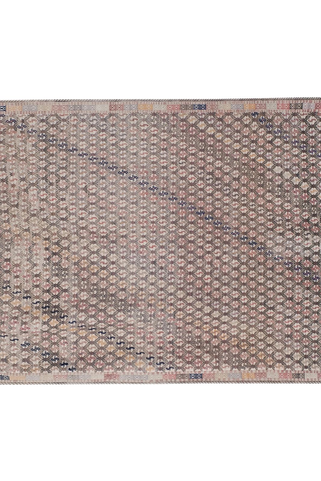 Mid 20t Century Diamond Pattern Jajim Kilim With Muted Colors 5'9'' X 8'4'' photo Textiles