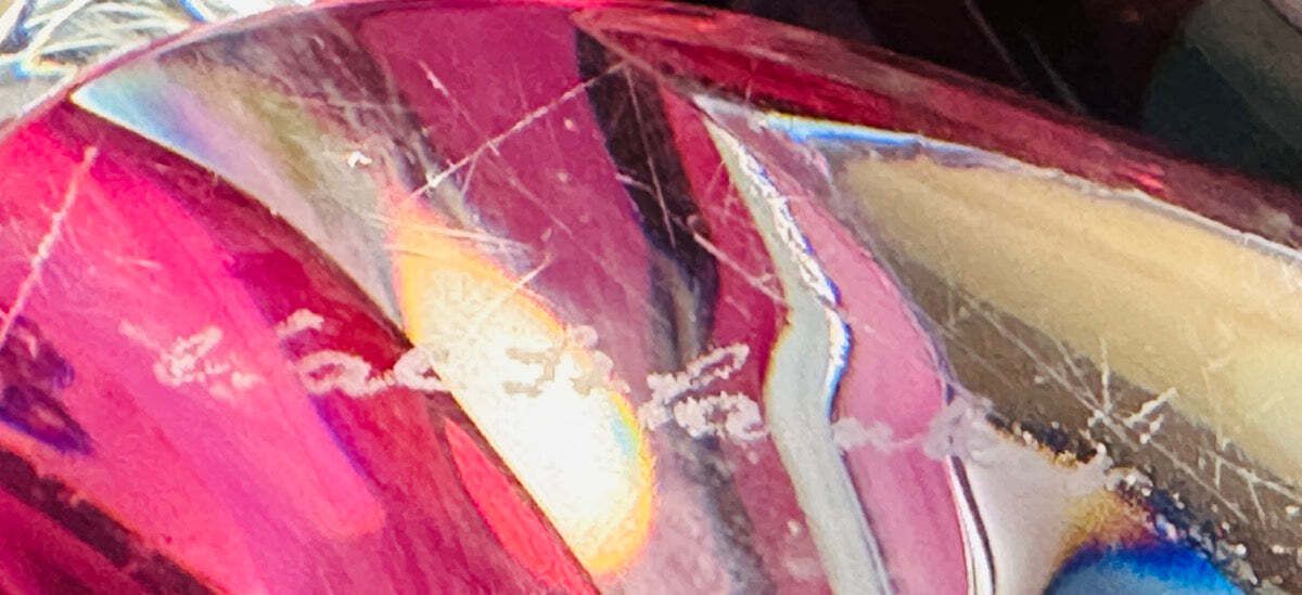 photo buy 1950s Belgium Val Saint Lambert Pink & Clear Twisted Crystal Glass Table Lamp Base
