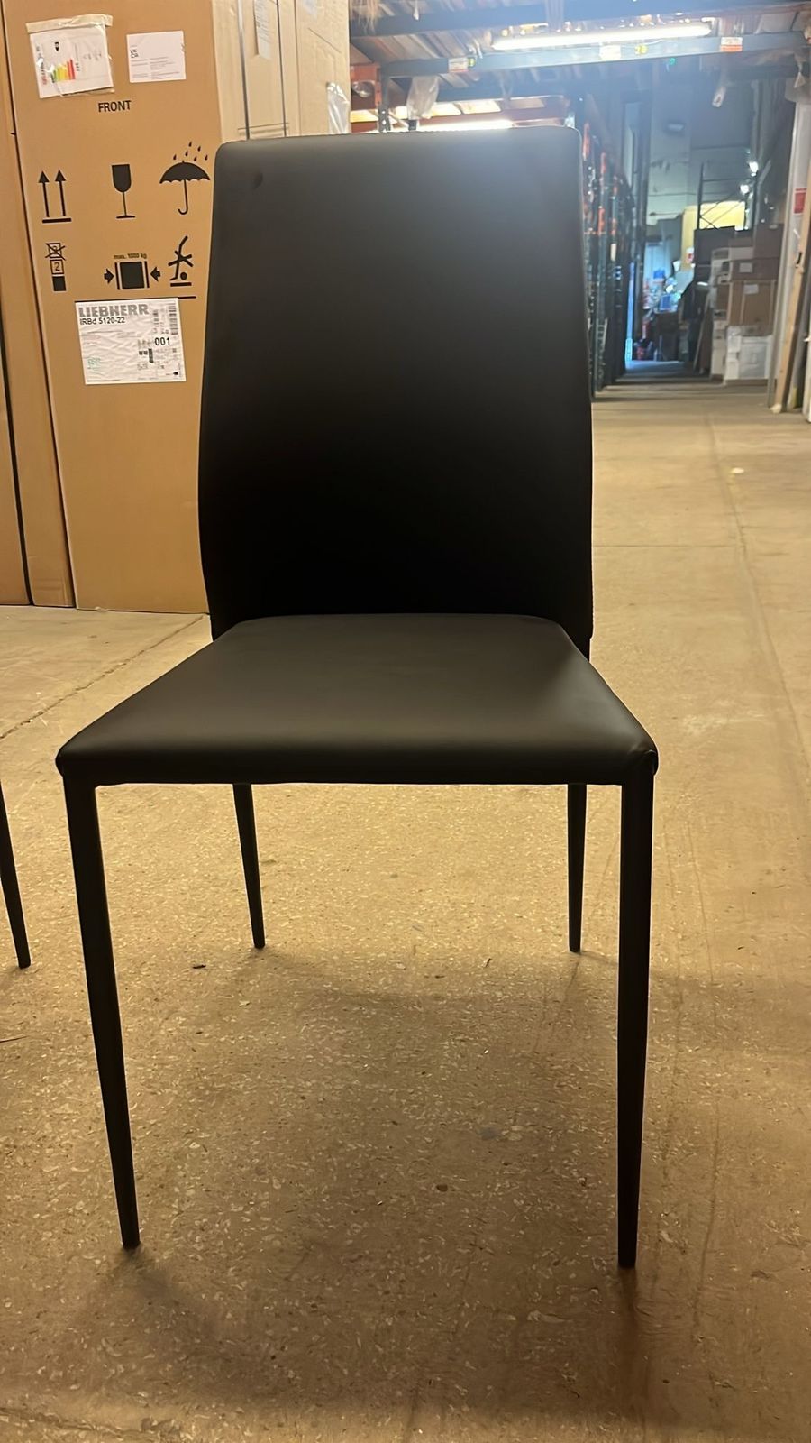 6 Italian Metal Framed And Black Leather Upholstered Dining Chairs photo for sale