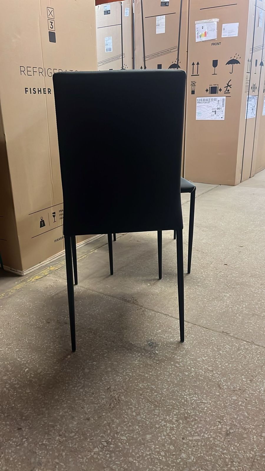 6 Italian Metal Framed And Black Leather Upholstered Dining Chairs photo Furniture