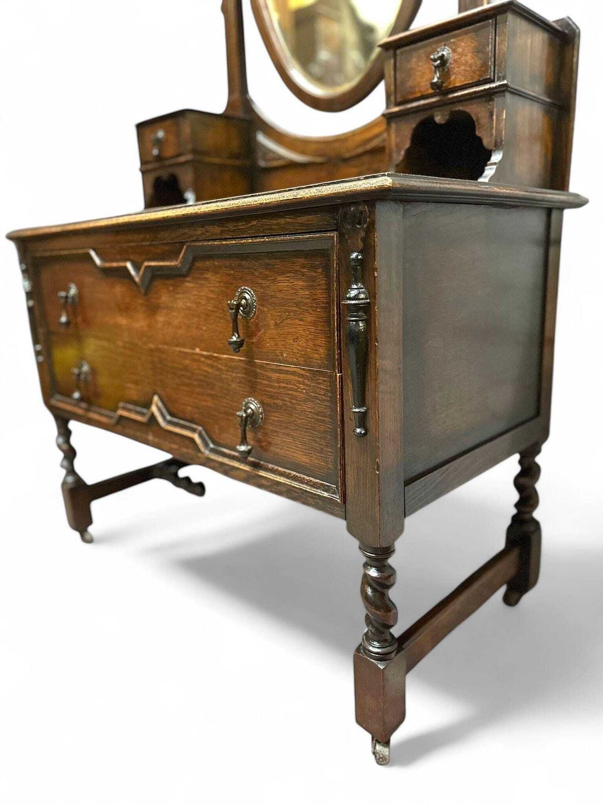 Antique Oak Dresser Vanity With Mirror / Late Victorian C1880 photo Furniture