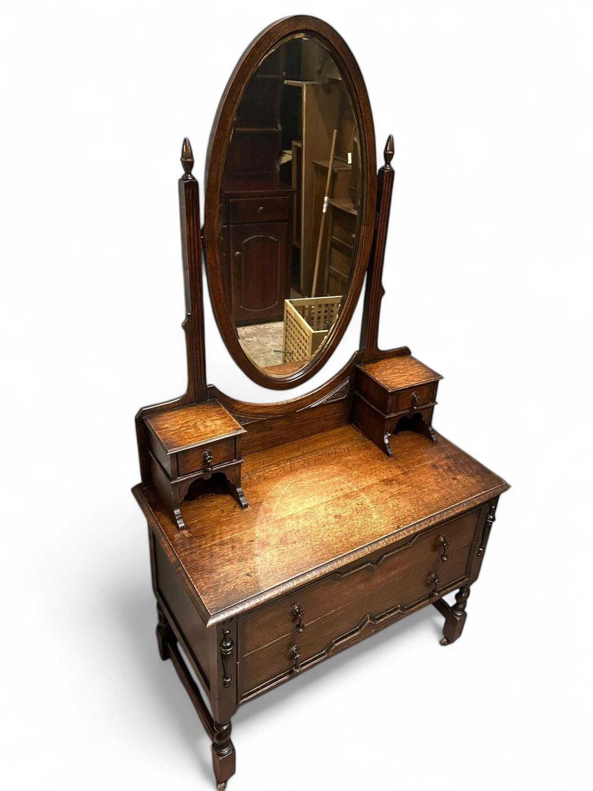 Antique Oak Dresser Vanity With Mirror / Late Victorian C1880 photo 600.0