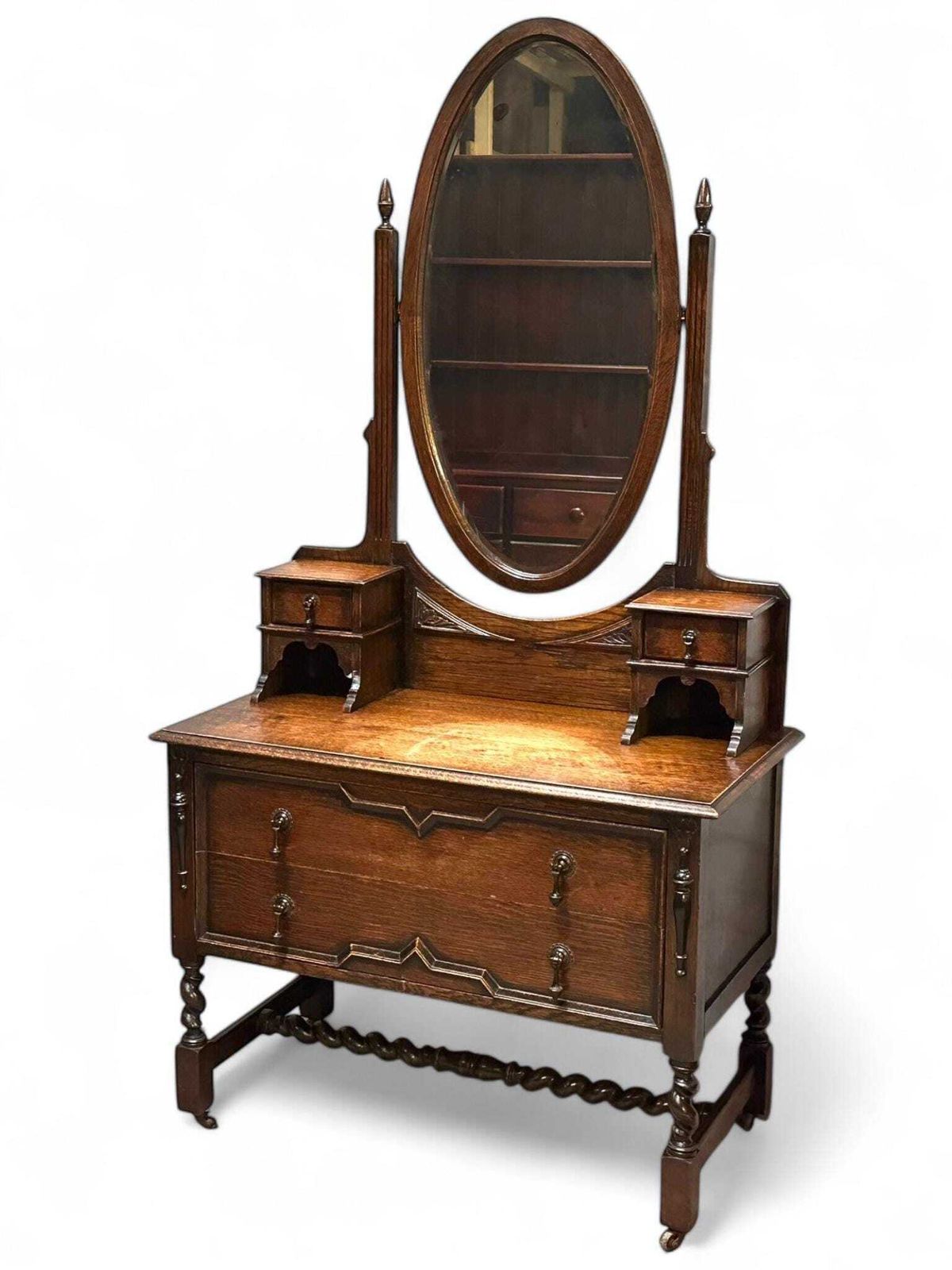 photo furniture Antique Oak Dresser Vanity With Mirror / Late Victorian C1880