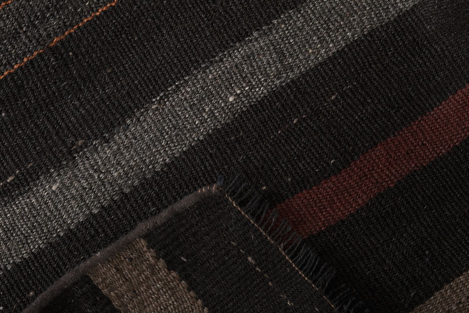 Textiles Early 20th Century Striped Kilim With Horizontal Stripe 10'7'' X 11'3'' photo